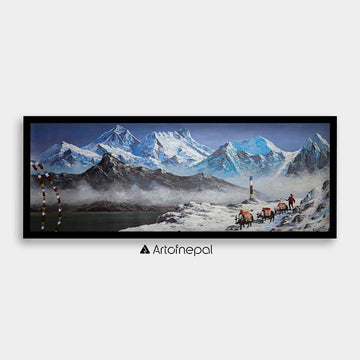 ALBT40 - Beautiful Snow capped Mt.Everest and Yaks - Artofnepal