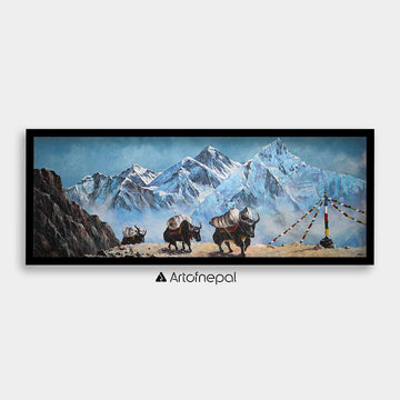 ALBT42 - View of Mt.Everest and Yak - Artofnepal