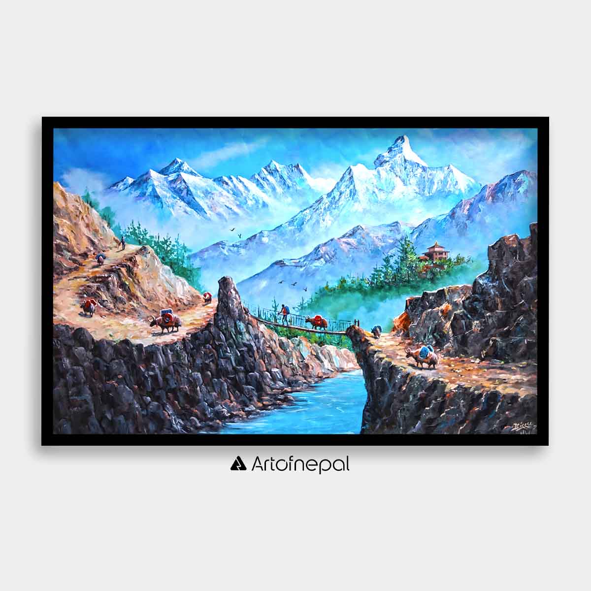 ALBT43 - Snow capped Mt.Everest and Ama Dablam seen from Hills - Artofnepal