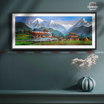 ALBT44 - Sunrise over Mt.Annapurna and Nepali house - Artofnepal