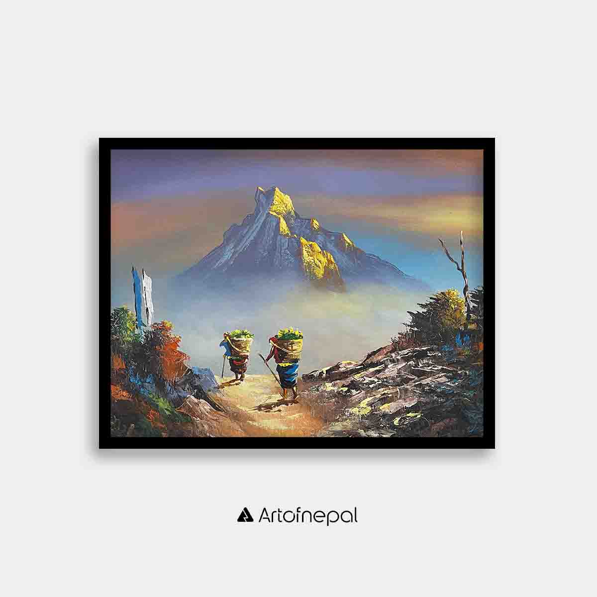 ALJC02 - Porters and scenery of Mt.Machhapuchhre - Artofnepal