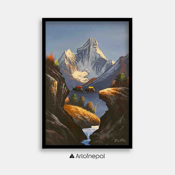 ALJC03 - Scenery of Ama Dablam and Yaks - Artofnepal