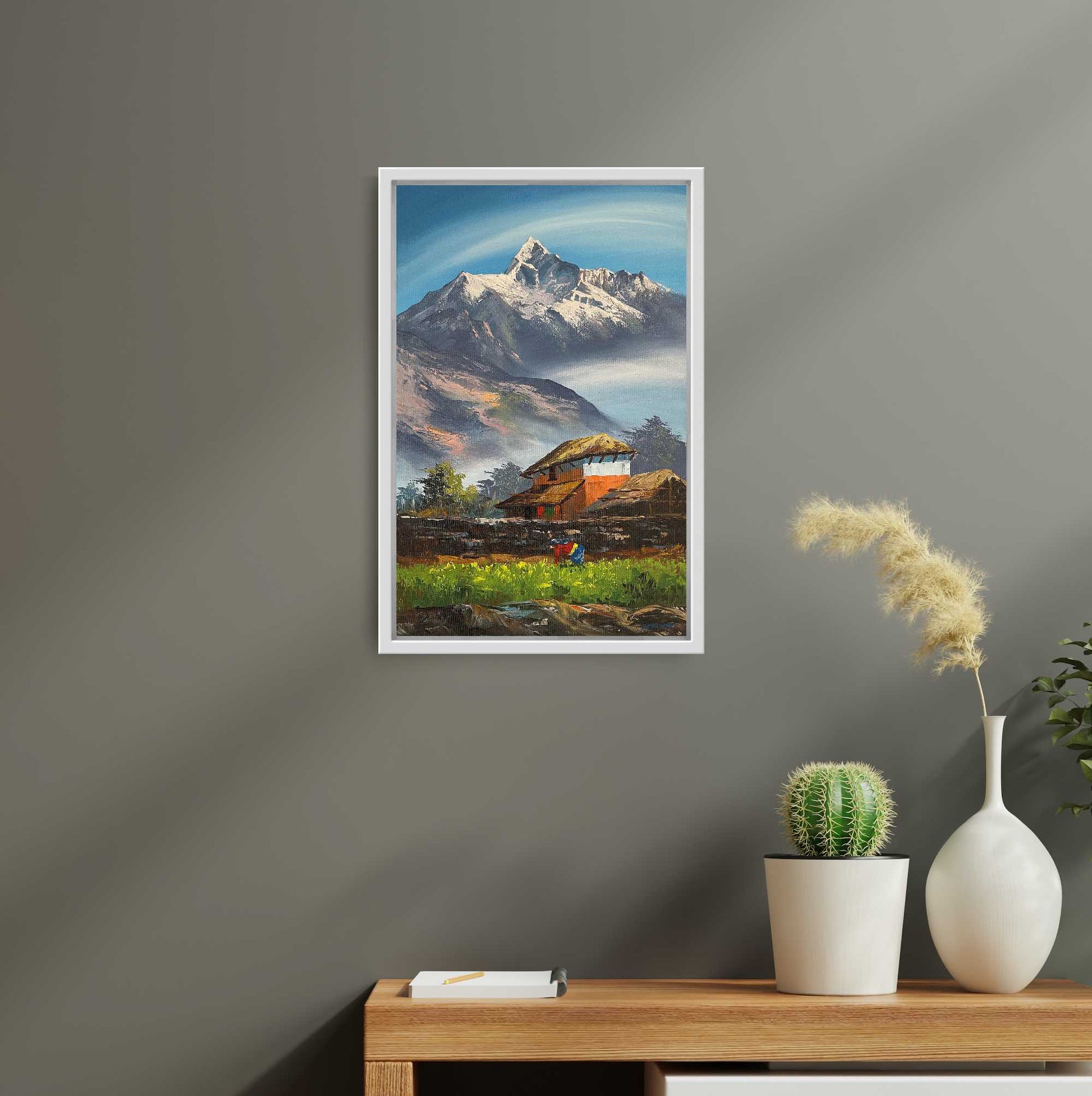 ALJC04 - Mt.Annapurna and Nepali house - Artofnepal