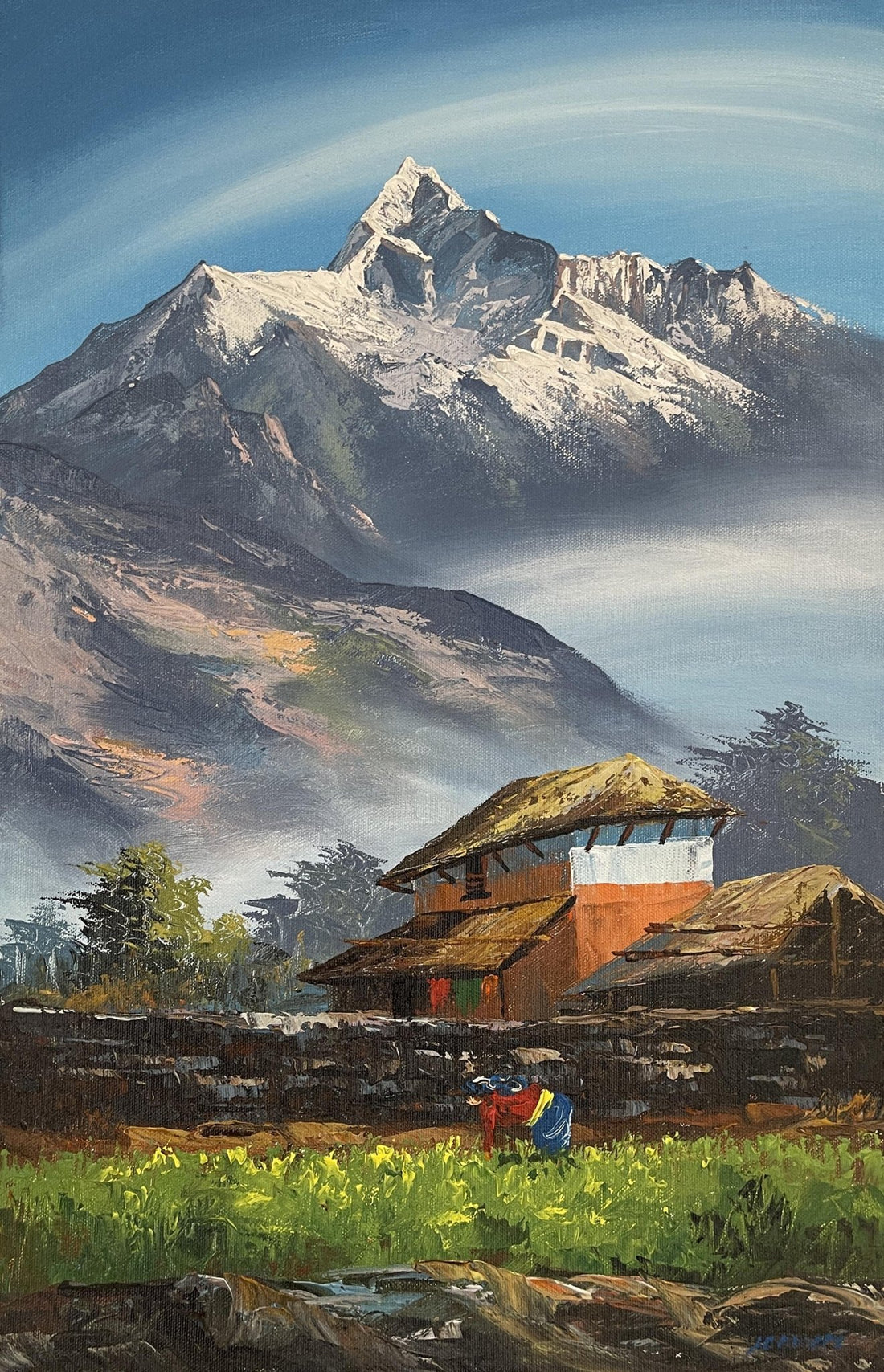 ALJC04 - Mt.Annapurna and Nepali house - Artofnepal