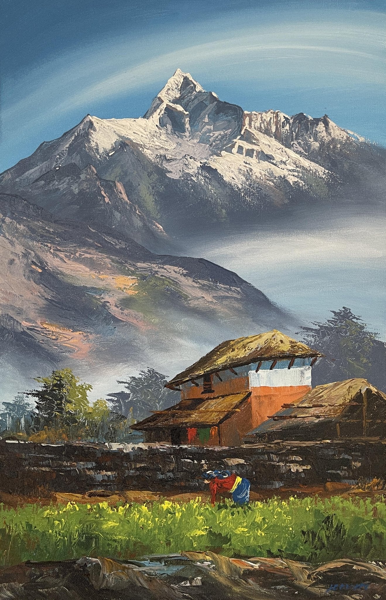 ALJC04 - Mt.Annapurna and Nepali house - Artofnepal