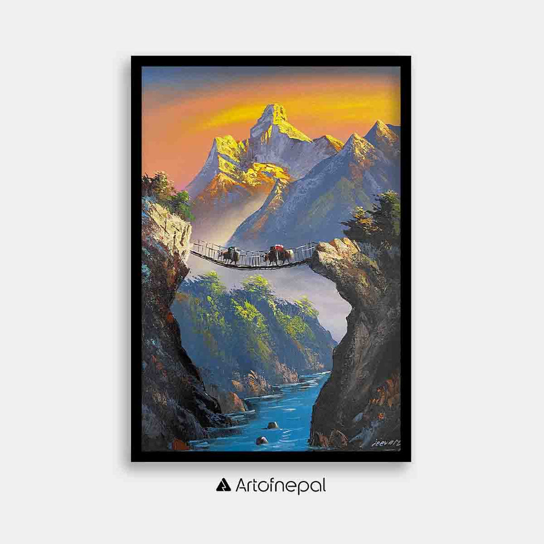ALJC08 - A small bridge in front of Mt.Ama Dablam - Artofnepal