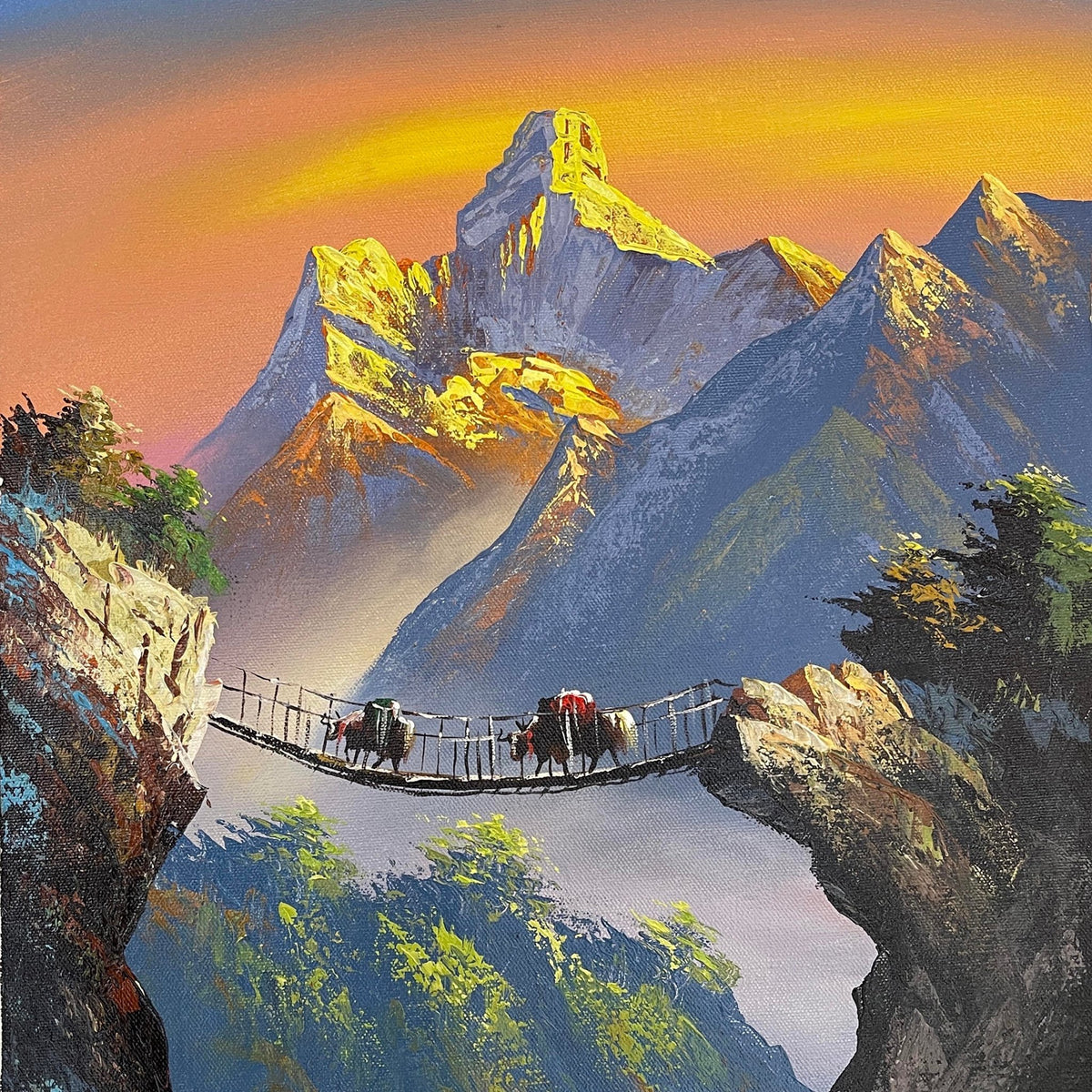 ALJC08 - A small bridge in front of Mt.Ama Dablam - Artofnepal