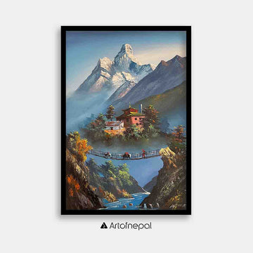 ALJC09 - A small Temple in front of Mt.Ama Dablam - Artofnepal