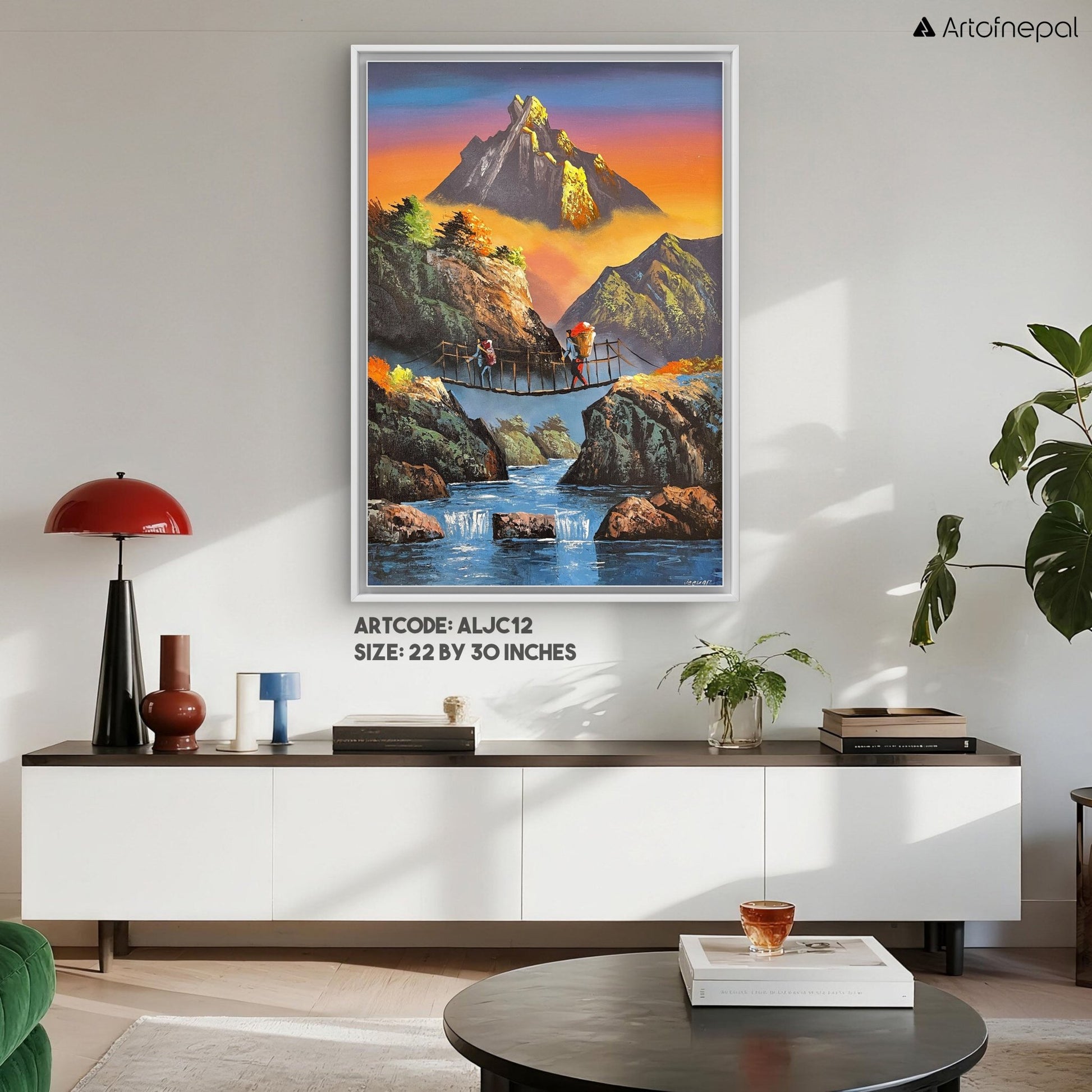 ALJC12 - Machhapucharre and a flowing river below - Artofnepal