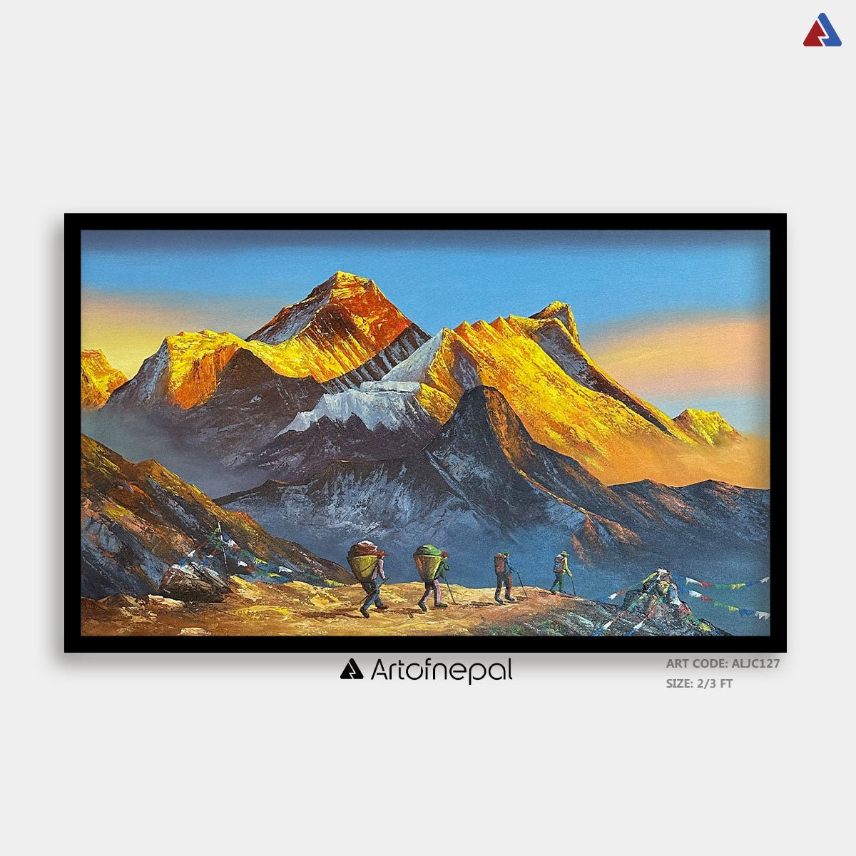 ALJC127- Sunset over Mt.Everest and porters – Artofnepal
