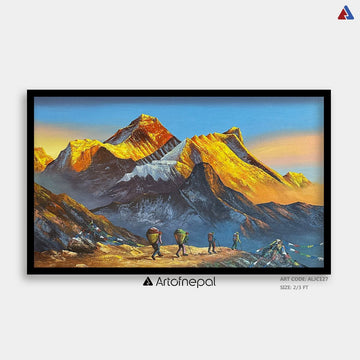 ALJC127 - Sunset over Mt.Everest and porters - Artofnepal