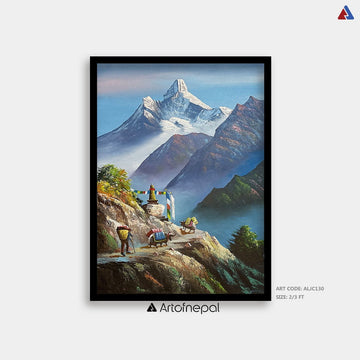 ALJC130 - Snow capped Ama Dablam and Hills - Artofnepal