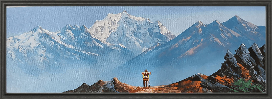 ALJC140 - Majestic Himalayan Panorama – Snow Peak Landscape Painting - Artofnepal