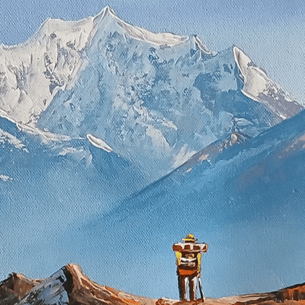 ALJC140 - Majestic Himalayan Panorama – Snow Peak Landscape Painting - Artofnepal