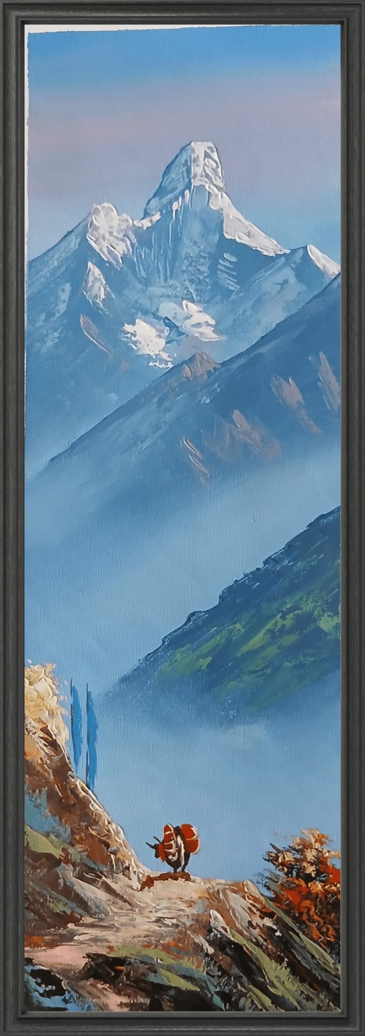 ALJC146 - Journey Through the Himalayas – Mountain Trek Landscape Painting - Artofnepal