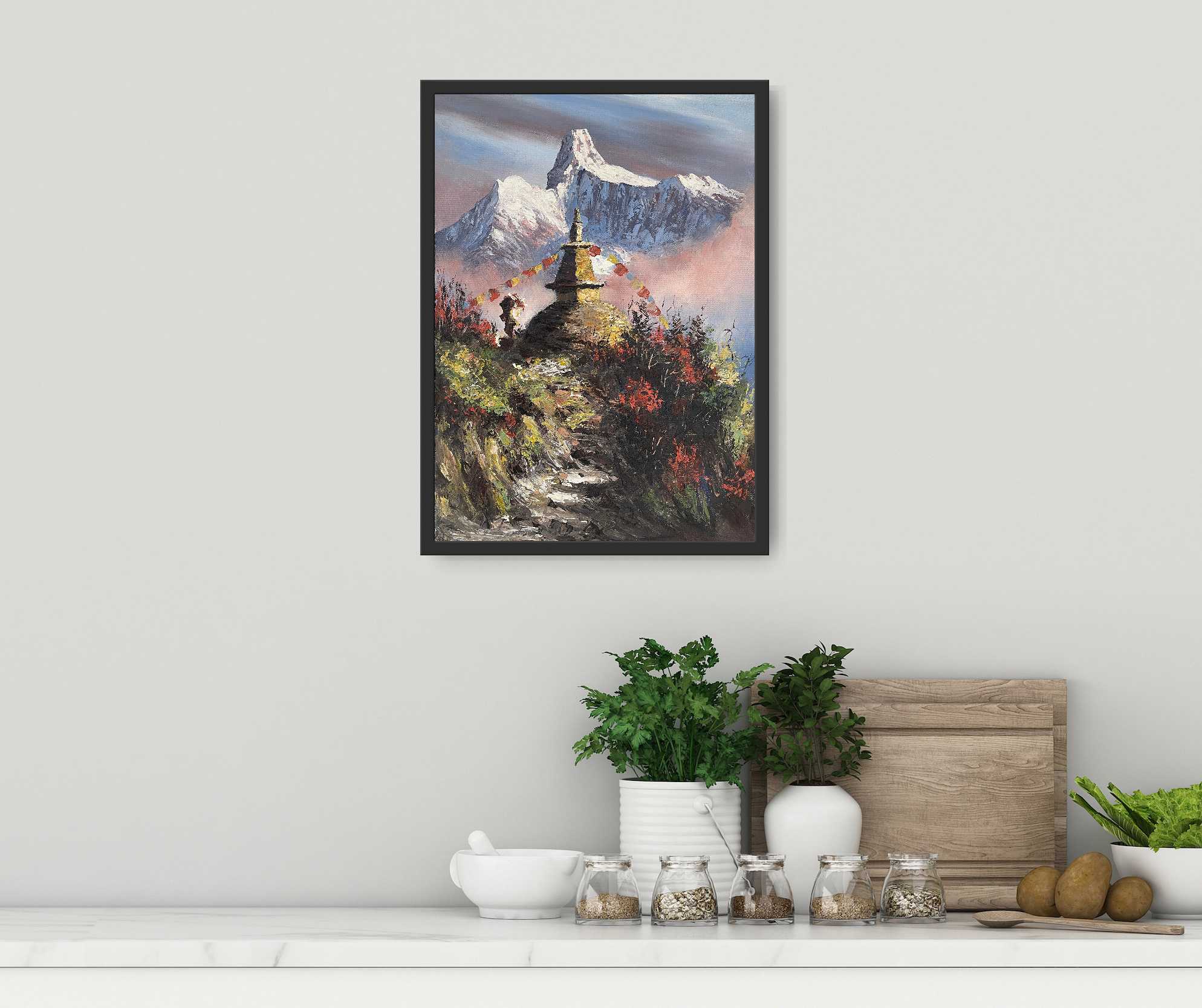 ALJC16 - A Stupa in front of Mt.Ama Dablam - Artofnepal