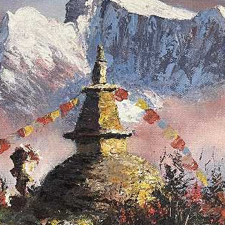 ALJC16 - A Stupa in front of Mt.Ama Dablam - Artofnepal