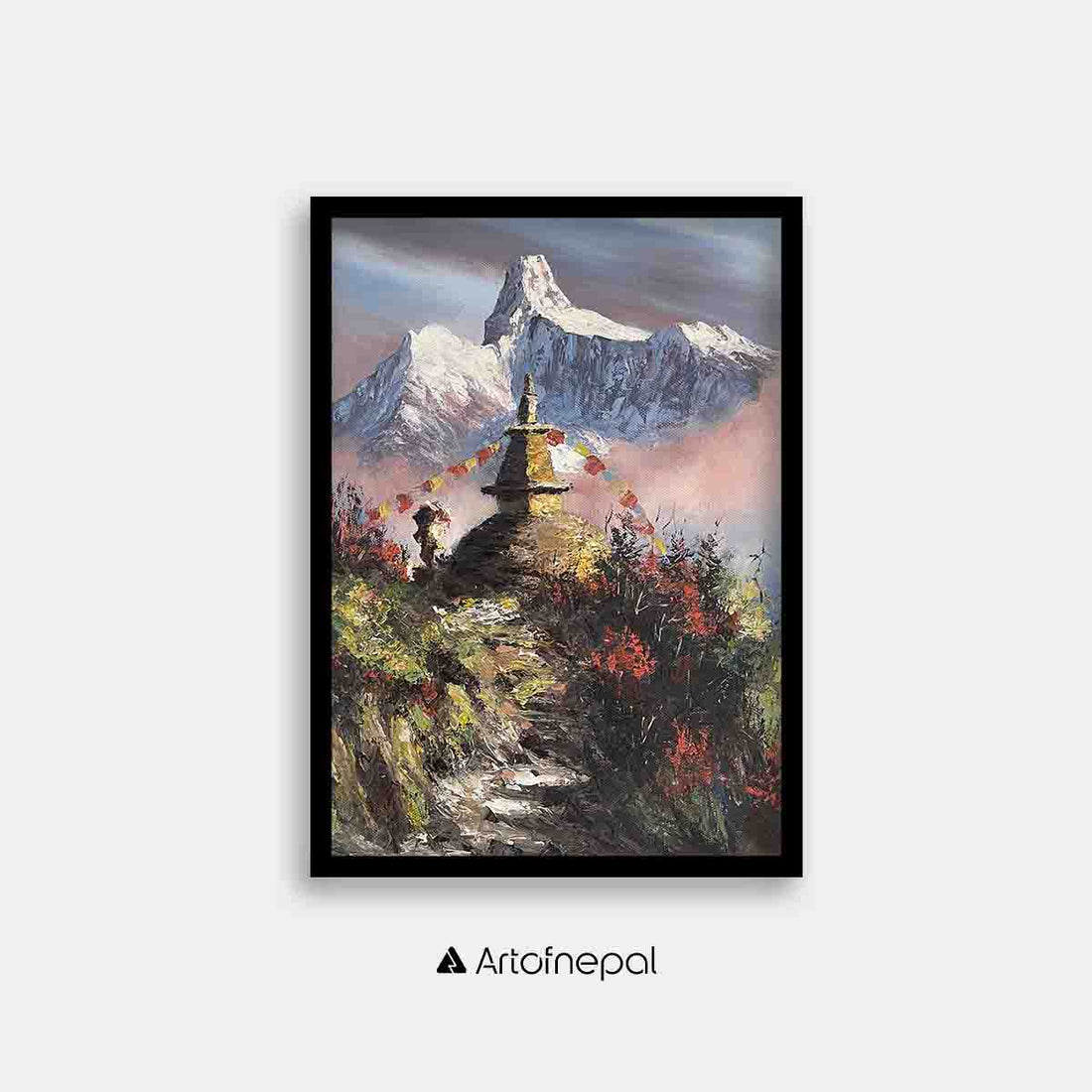 ALJC16 - A Stupa in front of Mt.Ama Dablam - Artofnepal