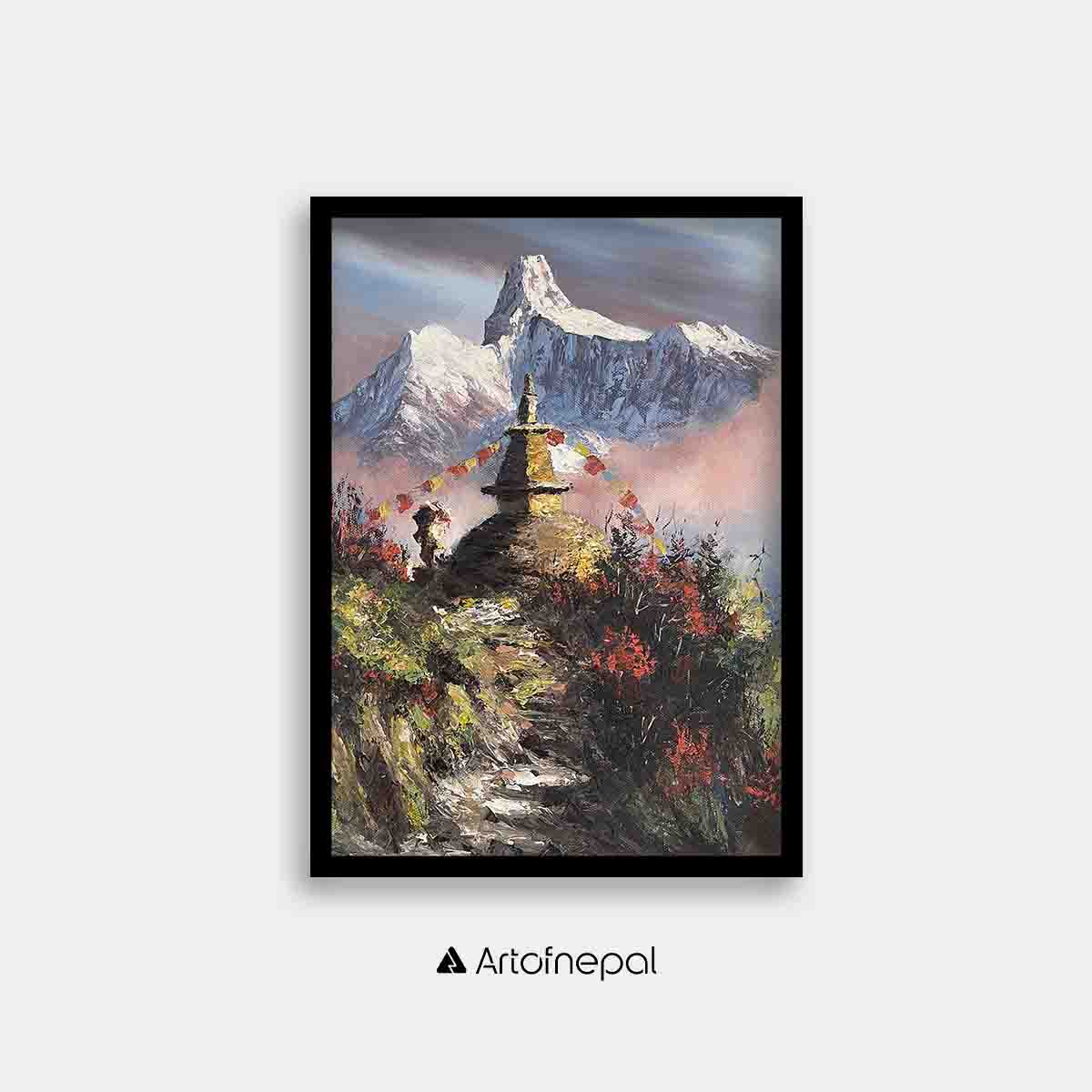 ALJC16 - A Stupa in front of Mt.Ama Dablam - Artofnepal