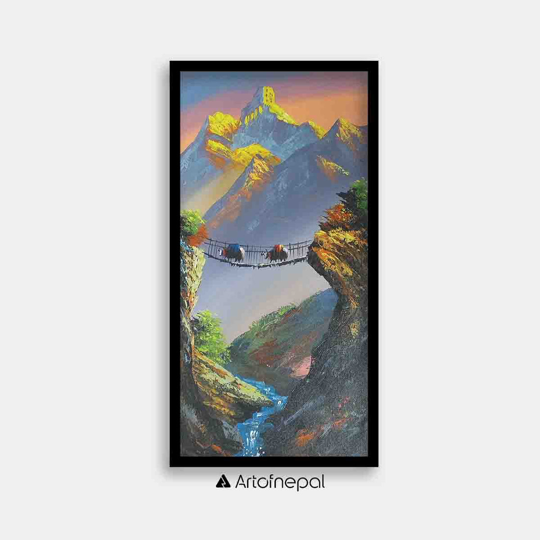 ALJC18 - Mt.Ama Dablam and a small bridge - Artofnepal
