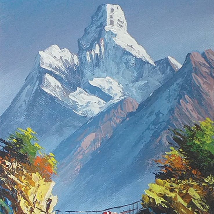 ALJC19 - Snow capped Mt.Ama Dablam and Bridge - Artofnepal