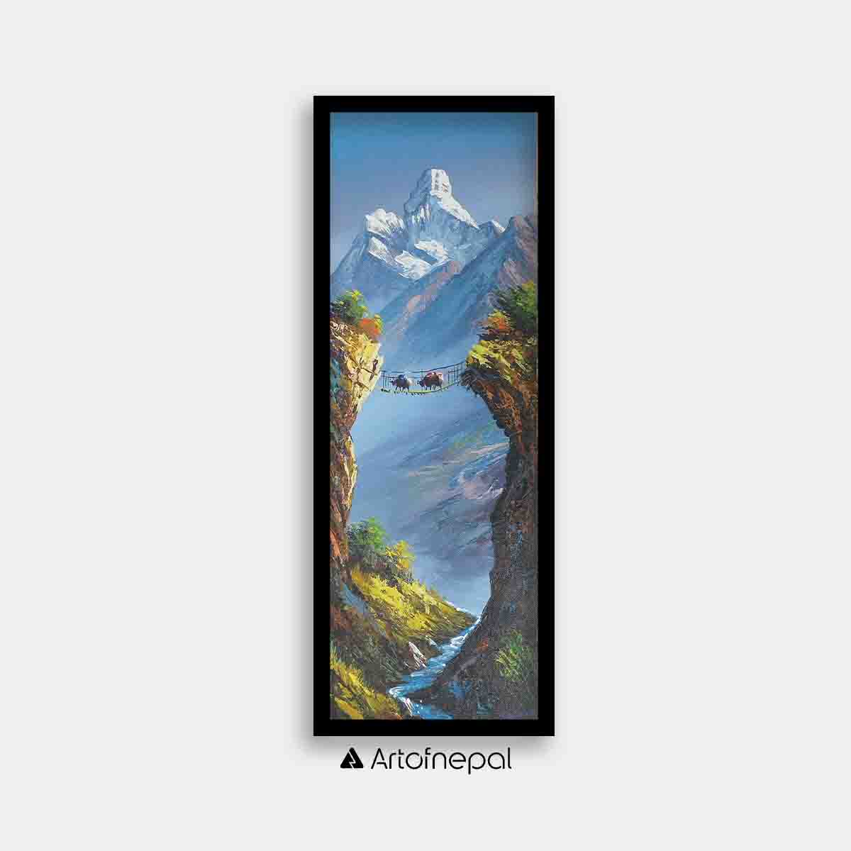 ALJC19 - Snow capped Mt.Ama Dablam and Bridge - Artofnepal