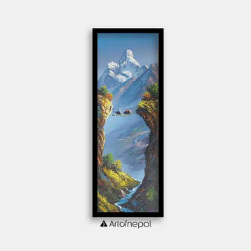 ALJC19 - Snow capped Mt.Ama Dablam and Bridge - Artofnepal