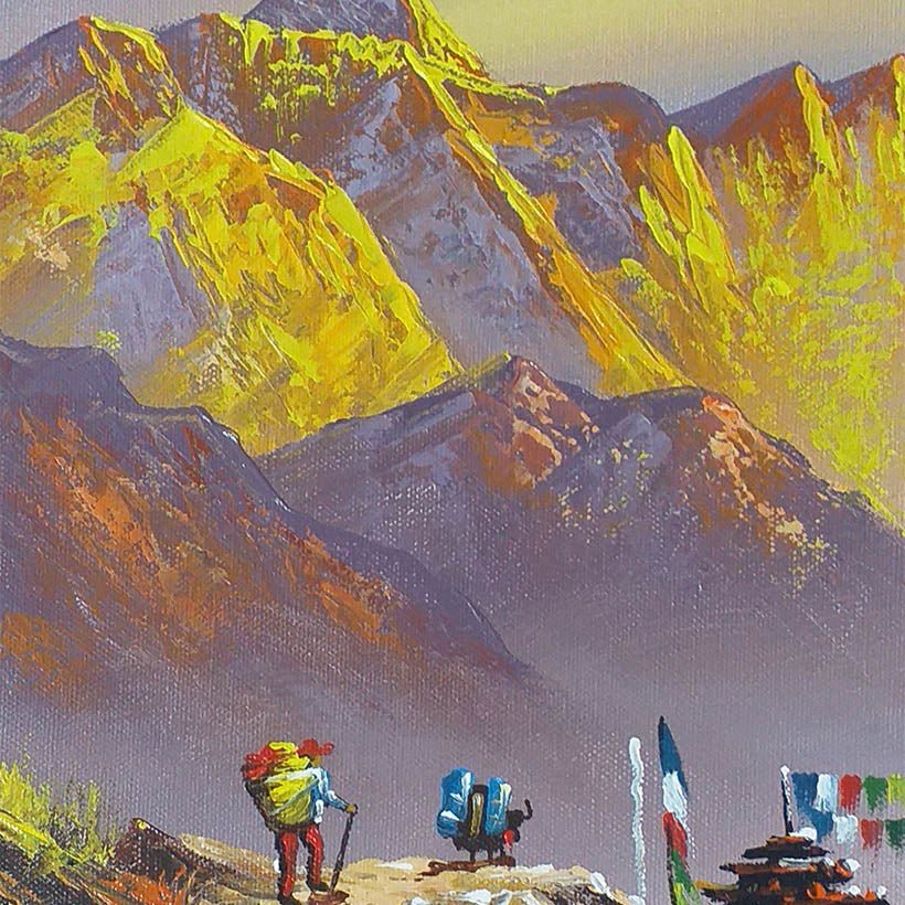 ALJC22 - Sunrise over Mt.Everest and porter - Artofnepal