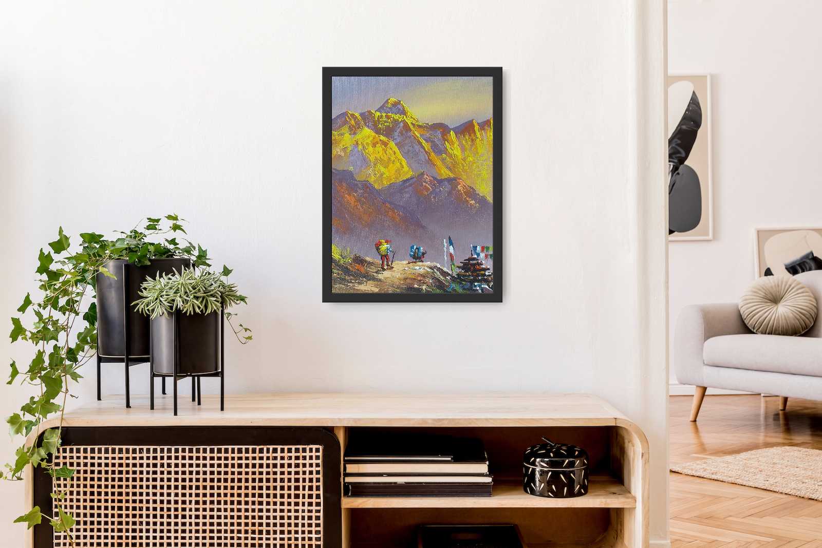 ALJC22 - Sunrise over Mt.Everest and porter - Artofnepal