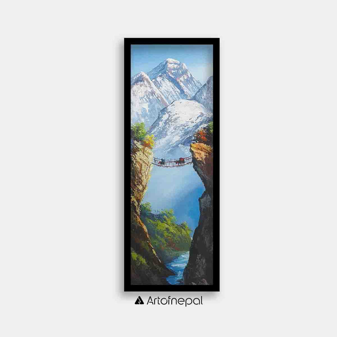 ALJC23 - View of Mount Everest with bridge and a river in front - Artofnepal