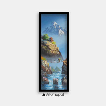 ALJC24 - Mt.Machhapuchhre and a clear flowing river - Artofnepal