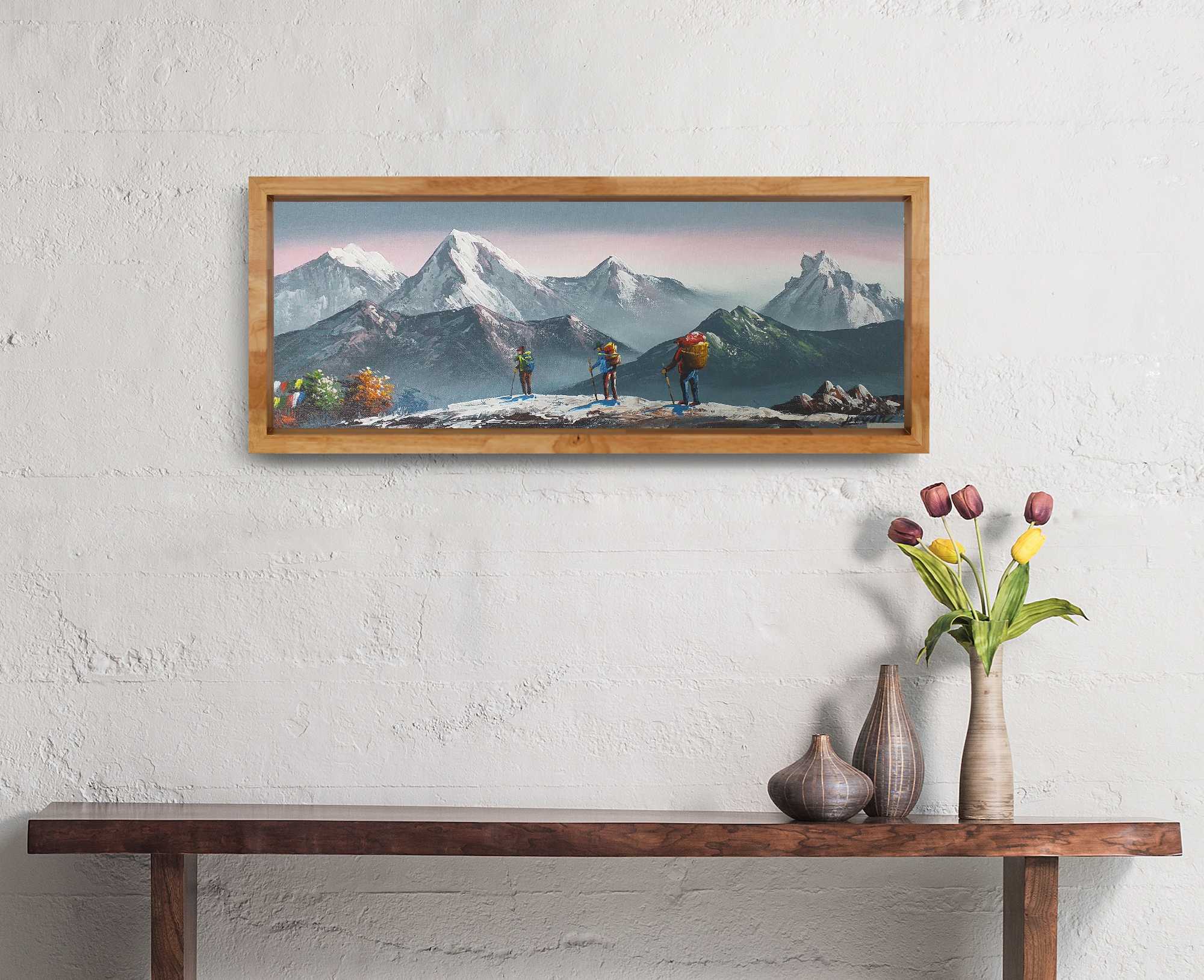 ALJC26 - Travelers and Mount Machhapucharre at the back - Artofnepal