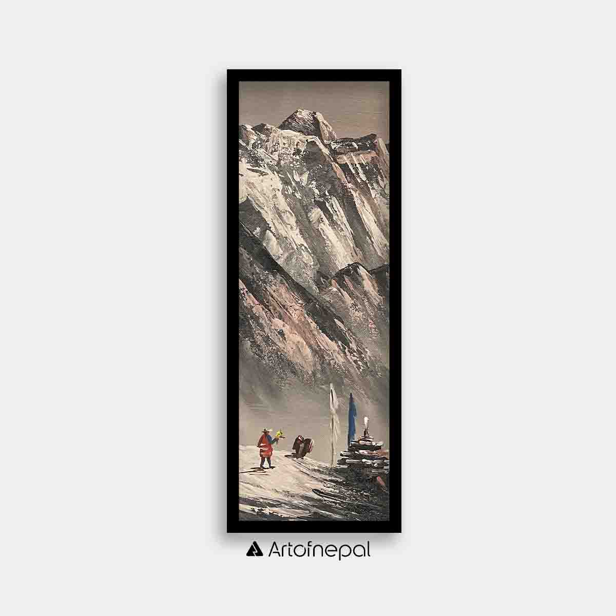 ALJC27 - Black and white painting of Mt.Everest - Artofnepal