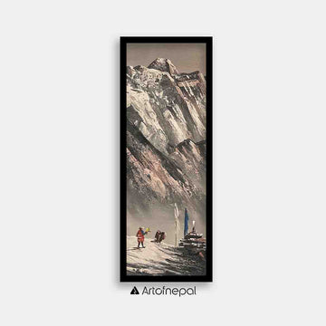 ALJC27 - Black and white painting of Mt.Everest - Artofnepal
