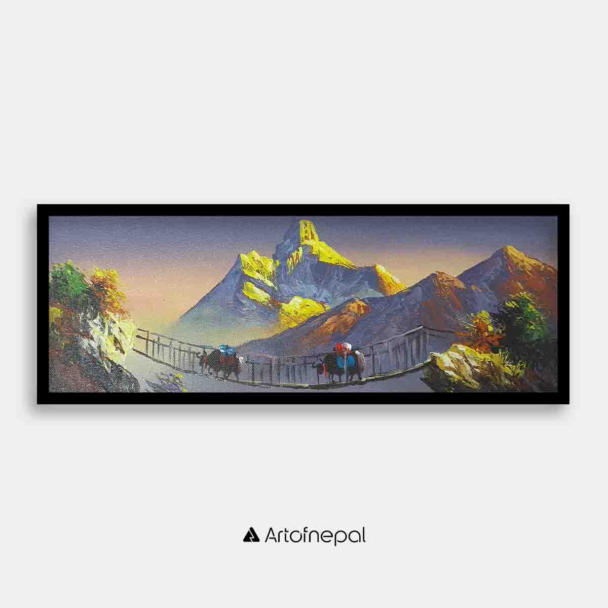 ALJC29 - Scenery of Mt.Ama Dublam and a small bridge - Artofnepal