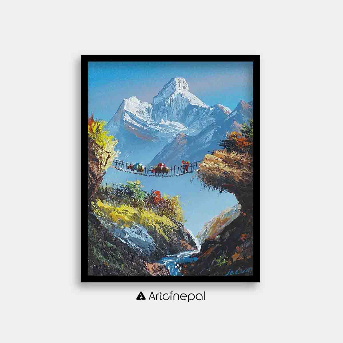 ALJC35 - View of Mt.Ama Dablam and a small Bridge - Artofnepal