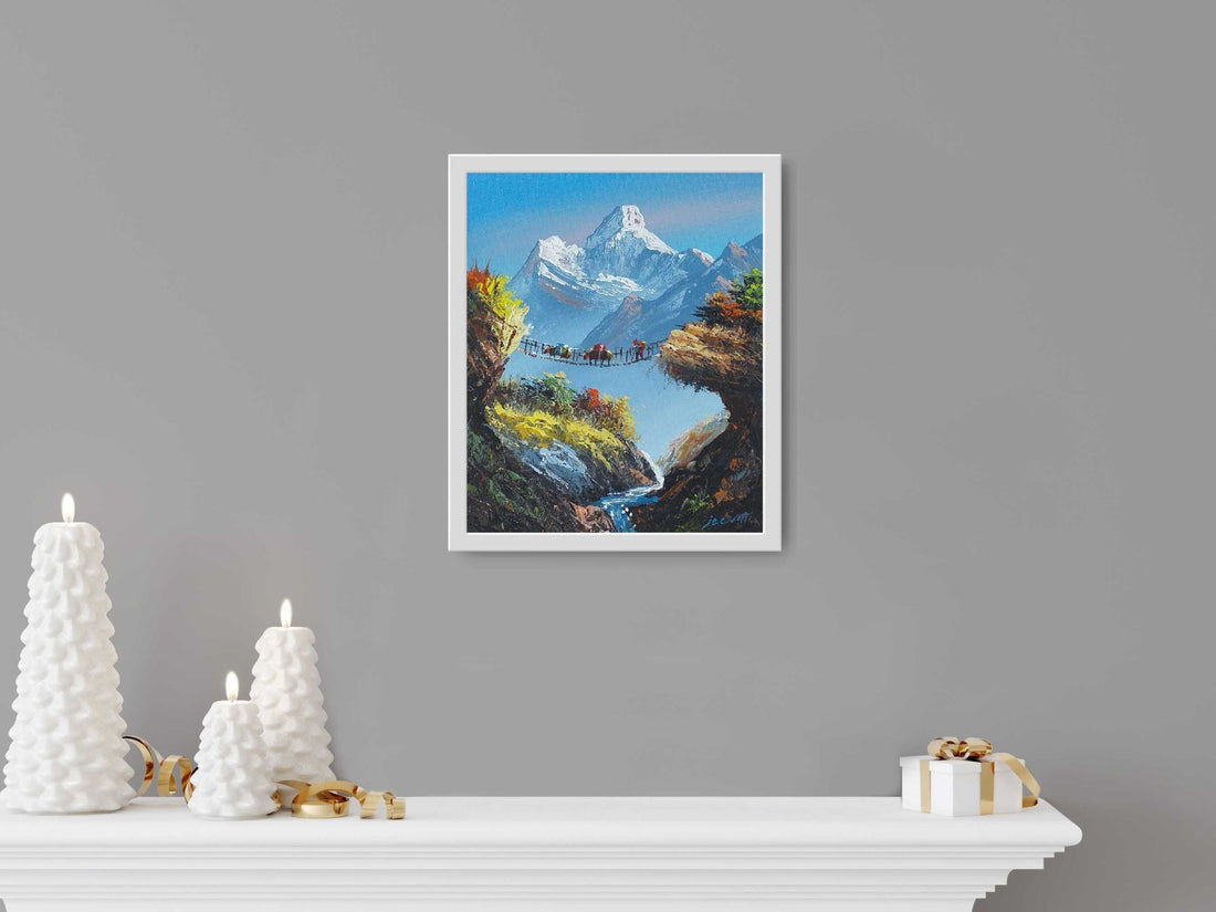 ALJC35 - View of Mt.Ama Dablam and a small Bridge - Artofnepal