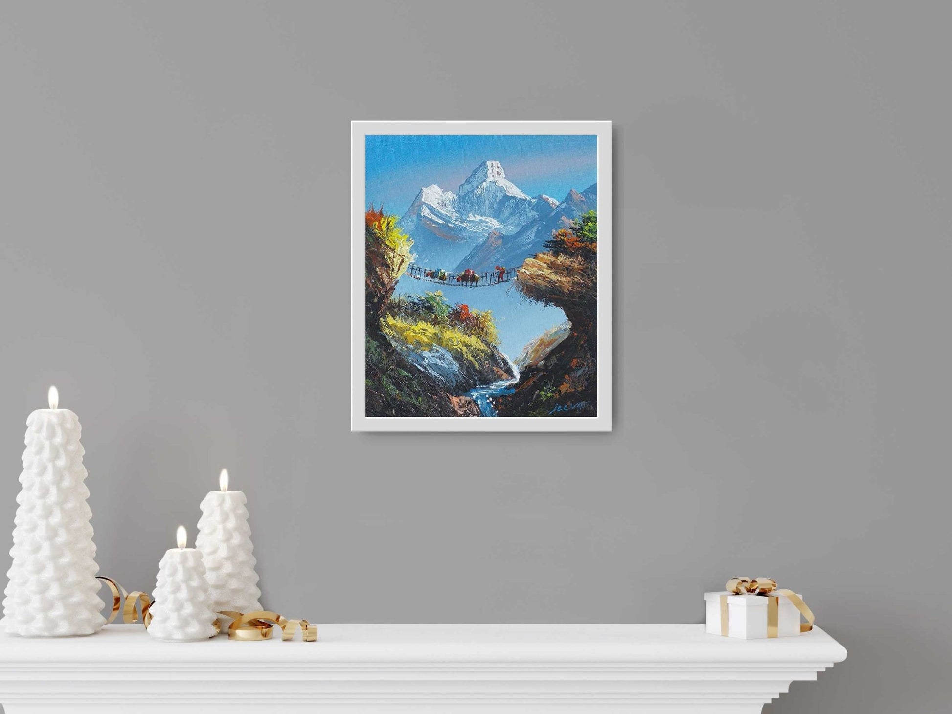 ALJC35 - View of Mt.Ama Dablam and a small Bridge - Artofnepal