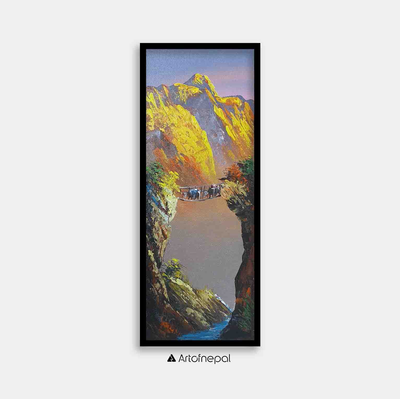 ALJC36 - Sunset over Mt.Everest and a small bridge - Artofnepal