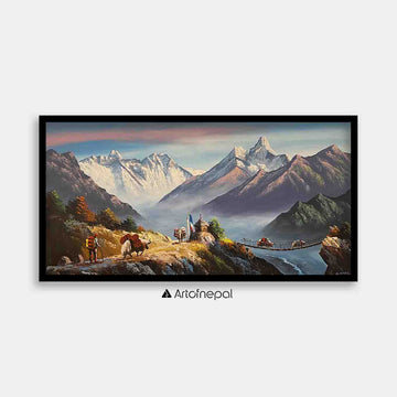 ALJC38 - View of Mt.Everest, Ama Dablam and Yaks - Artofnepal