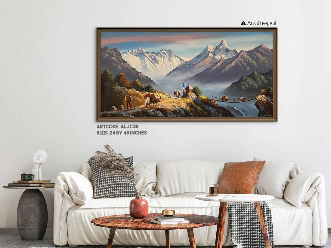 ALJC38 - View of Mt.Everest, Ama Dablam and Yaks - Artofnepal