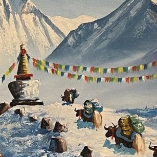 ALJC39 - A small Stupa near Mt.Everest and Ama Dablam - Artofnepal