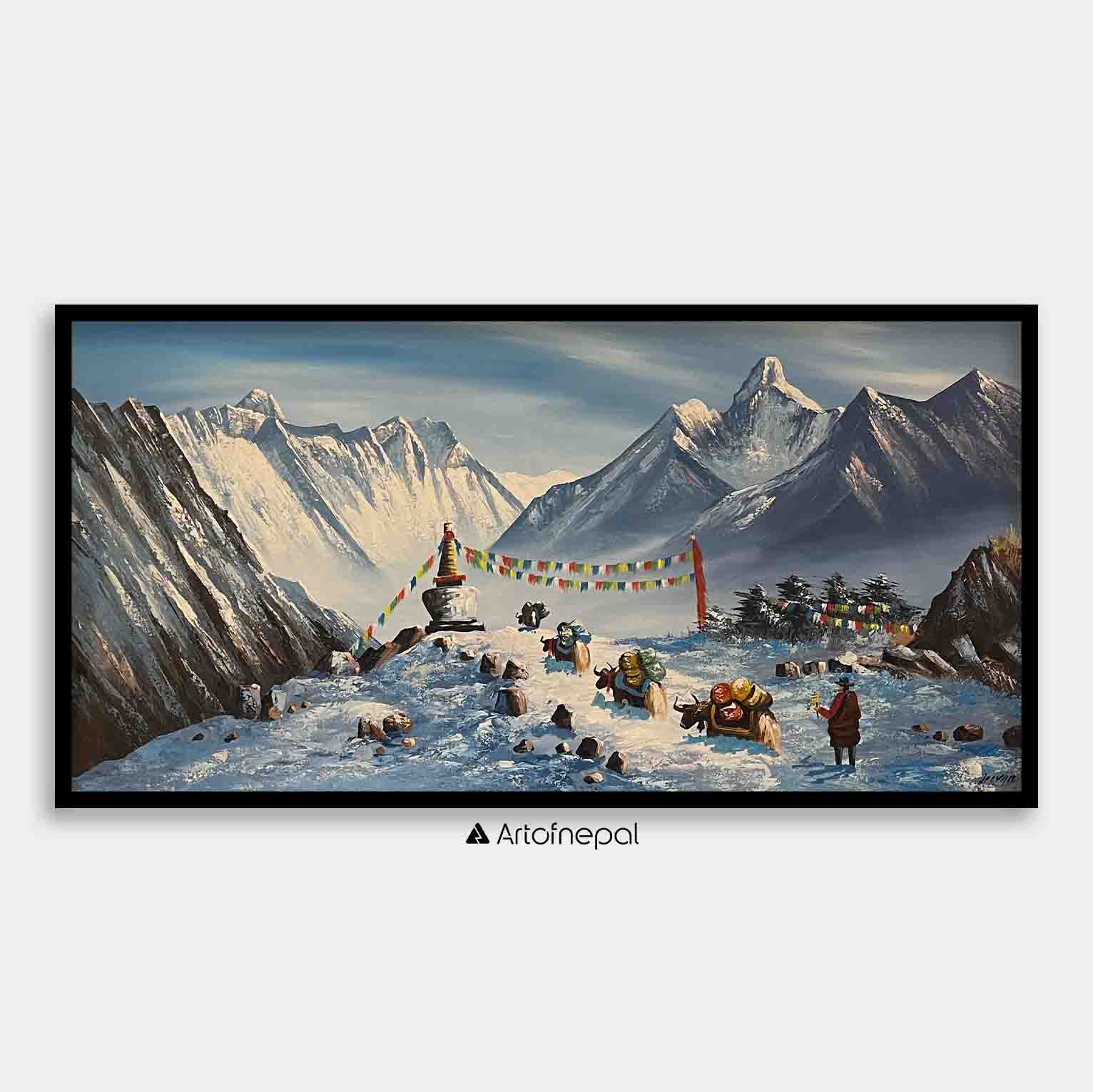 ALJC39 - A small Stupa near Mt.Everest and Ama Dablam - Artofnepal