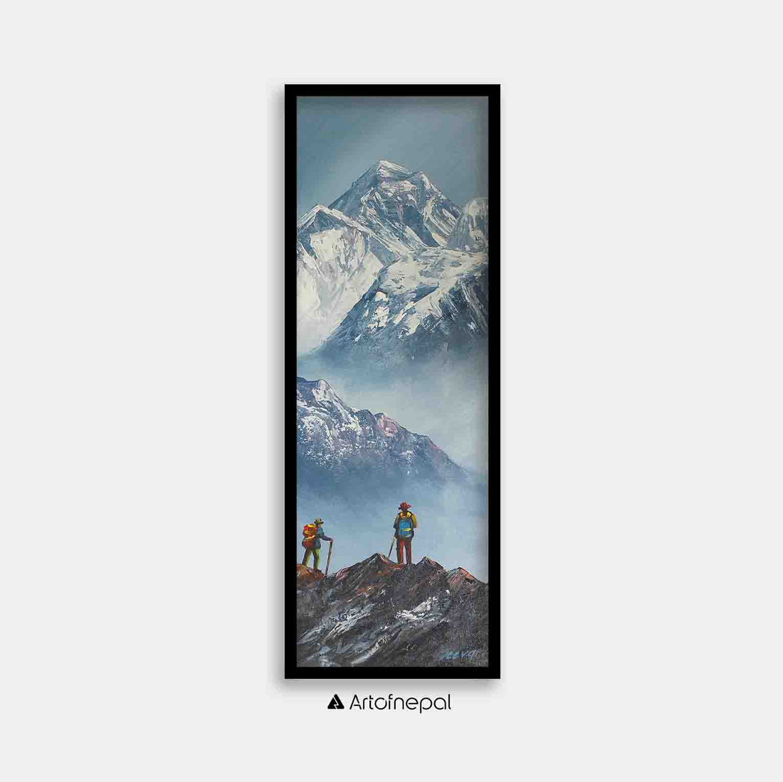ALJC51 - Trekkers looking at snow capped Mt.Everest - Artofnepal