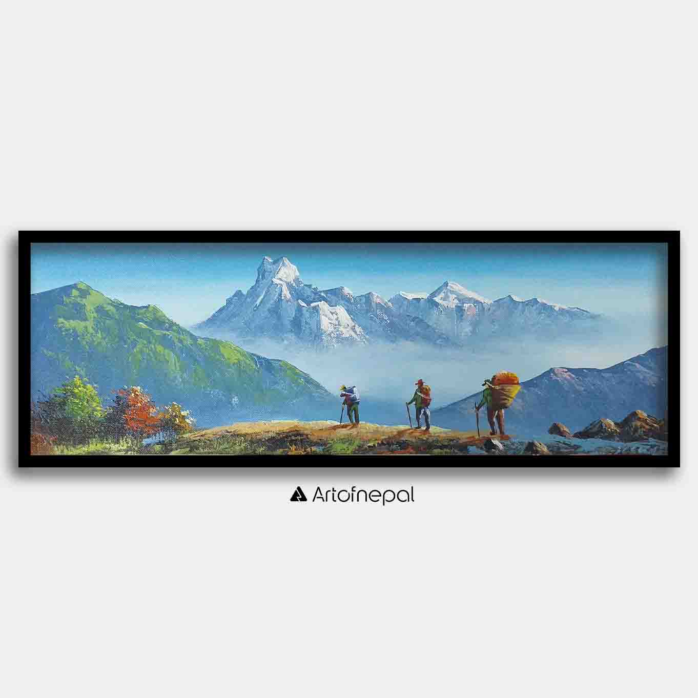 ALJC54 - Mt. Machhapuchhare and travellers - Artofnepal