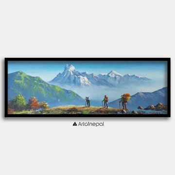 ALJC54 - Mt. Machhapuchhare and travellers - Artofnepal