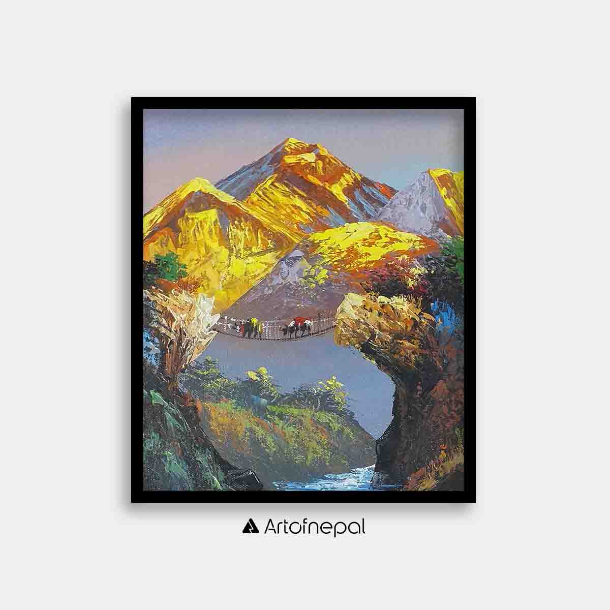 ALJC60 - Sunrise over Mt.Everest and a small bridge - Artofnepal