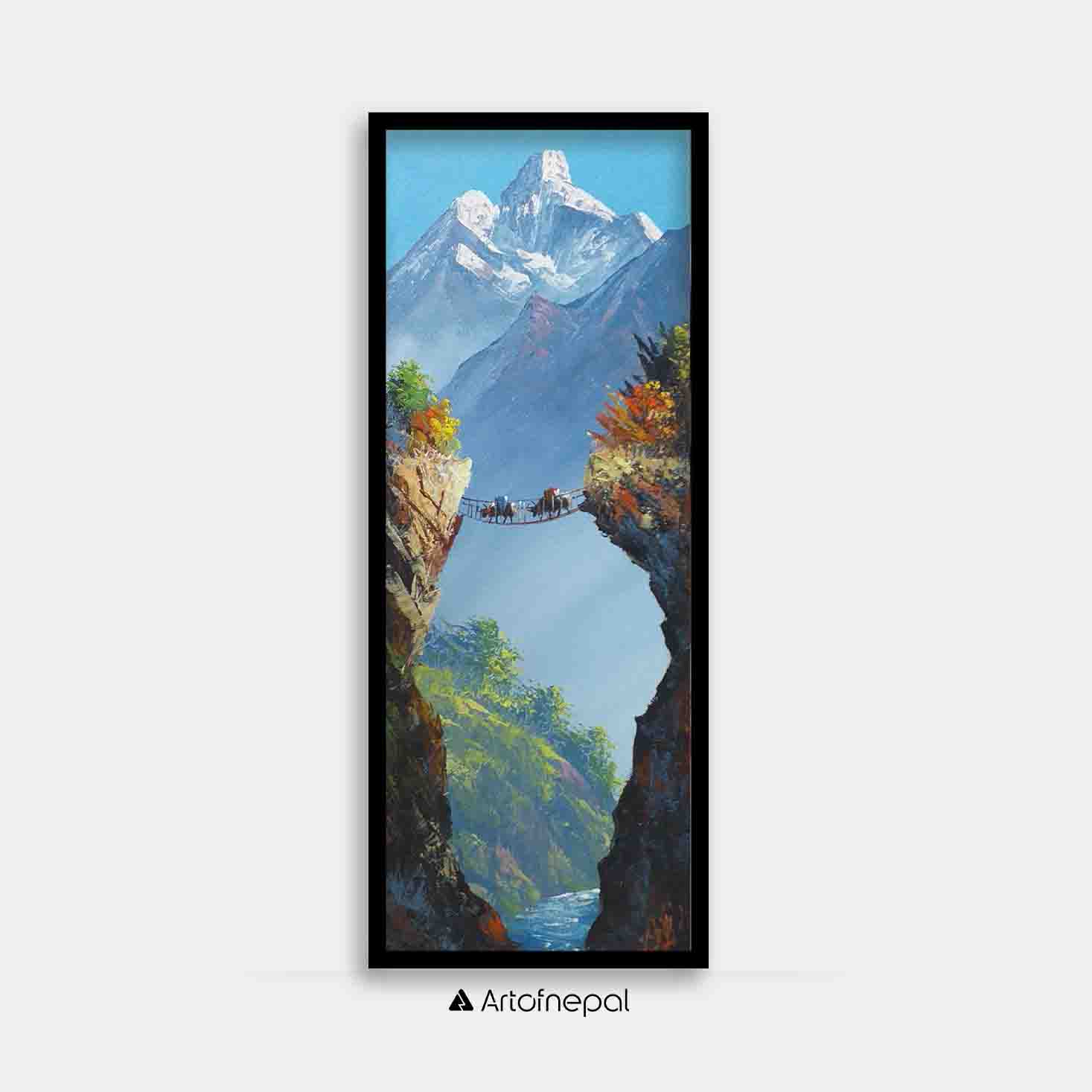 ALJC63 - Scenery of Mt.Ama Dablam and green hills. - Artofnepal