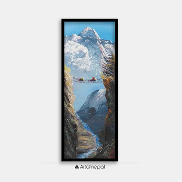 ALJC66 - Snow capped Mt.Everest behind a small bridge - Artofnepal