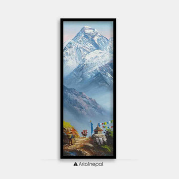 ALJC67 - Scenery of snow capped Mt.Everest, Hill and Stupa - Artofnepal